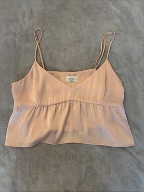 Aritzia Wilfred Pink Spaghetti Strap Peplum Cami adjustable straps